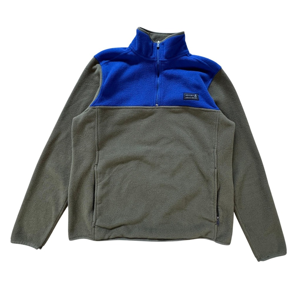 Brooks‎ Brothers Fleece Quarter Zip Pullover Men's L Blue Preppy Coastal EUC